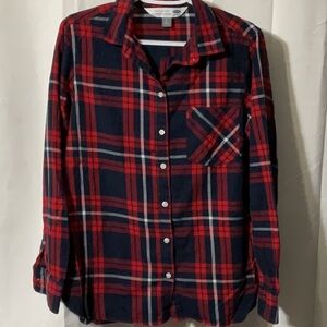 Old Navy Red and Navy Plaid Shirt